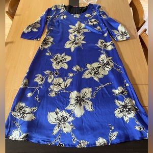 BN - Marina Rinaldi - Royal Blue floral silk dress - size MR 21/ US 12W